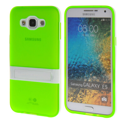 

MOONCASE Galsxy E5 Case Jelly color Silicone Gel TPU Skin Slim With Stand Back Case Cover for Samsung Galsxy E5 Green