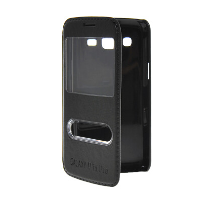 

MOONCASE View Window Leather Side Flip Pouch Stand Shell Back ЧЕХОЛ ДЛЯ Samsung Galaxy Win Pro G3812 Black