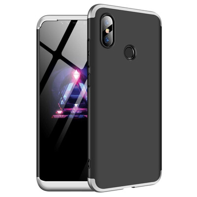 

MOONCASE Three-parts structure design Full Protection Hard Plastic Combination Case for Xiaomi Mi 8 Black Silver