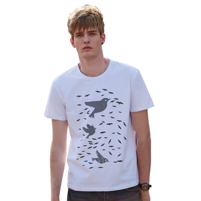 

Brush Finch White Mens Crewneck Athletic Shirt Short-Sleeve Basic Tee Tops Loose Bird Casual Tees Shirt