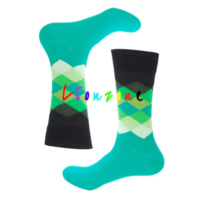 

LIONZONE 2018 Happy Socks Men Women Lovers Lattice Diamond Style Combed Cotton Socks Hip Hop Happy Socks Funny Gift