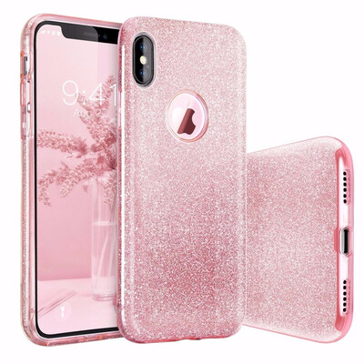 

iPhone X CaseCrystal Glitter Sparkle Phone Case Detachable 3 Layers Shockproof Hard PC Back Soft TPU Inner Shining Case