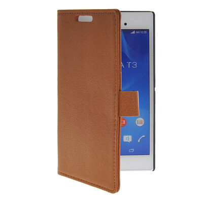 

MOONCASE Slim Leather Flip Wallet Card Pouch with Kickstand Shell Back ЧЕХОЛ ДЛЯ Sony Xperia T3 Brown
