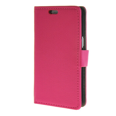 

MOONCASE Litch Skin Leather Card Slot Wallet Bracket Back чехол для Samsung Galaxy J1 Hotpink