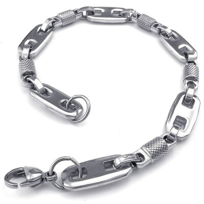 

Hpolw Mens Stainless Steel Bracelet Biker Links Silver