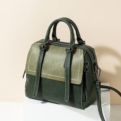 

DOODOO womens bag shoulder bag fashion retro ladies bag Korean version of the collision color wild portable Messenger bag D7148 green