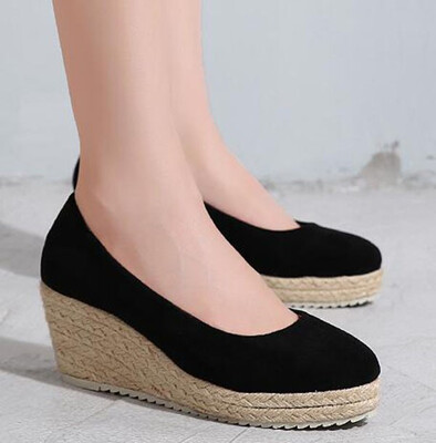 

Women Wedges Shoes Round Toe Slip on Pumps Suede Dress Platform Espadrilles High Heel Shoes Work Office Career Dancing Party Wedding Shoes 7cm Height