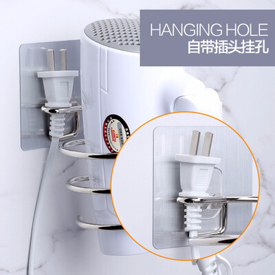 

Bathroom Hair Dryer Holder Wall Mounted Rack Space Save Shelf Storage Organizer Aluminum Hairdryer Holder Multi-function hanger