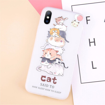 

Cute Cartoon Rabbit Case For iPhone 6 6S 7 8 X Plus 3D Relief Flower Soft TPU Phone Cases