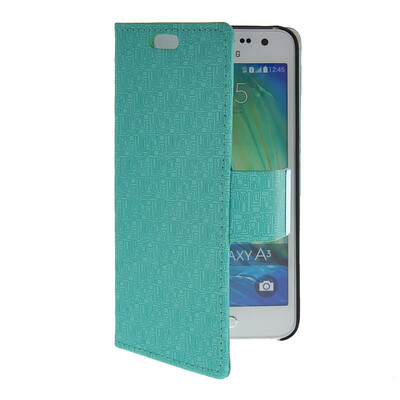 

MOONCASE Slim Leather Side Flip Wallet Card Slot Pouch with Kickstand Shell Back чехол для Samsung Galaxy A3 Mint Green