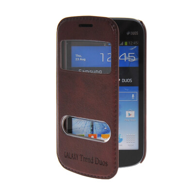 

MOONCASE View Window Leather Side Flip Pouch Stand Shell Back ЧЕХОЛ ДЛЯ Samsung Galaxy S Duos S7562 Red