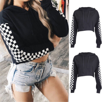 

Womens Hoodie Sweatshirt Jumper Sweater Crop Top Coat Sports Pullover Tops