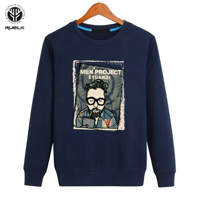 

RUELK 2018 Spring&Autumn Terry Sweatshirts Print Pattern Soft Breathable Long Sleeve Tide Brand Casual Men Hoodies
