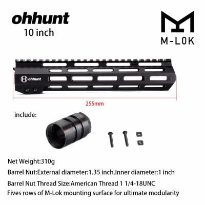 

ohhunt 7" 9" 10" 12" 135" 15" 17" AR15 Free Float -LOK Handguard Picatinny Rail Slim Style Steel Barrel Nut for Scope Mount