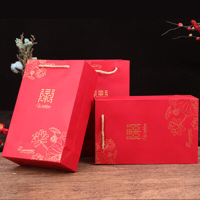 

Extreme space JDKJ creative tote bag wedding candy box carton candy box wedding wedding supplies wedding candy bag hot stamping lotus 30