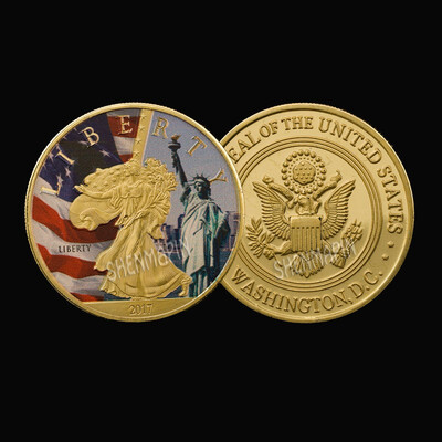 

2017 US Washington The statue of liberty coin Challenge Coin GoldSilver