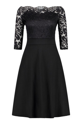 

Womens Vintage Floral Lace Boat Neck Cocktail Formal Swing Dress Homecoming Dress