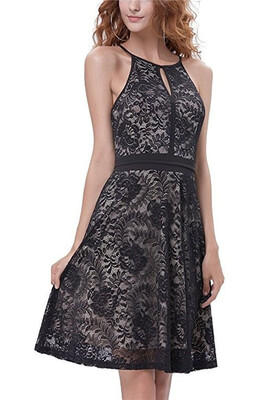 

New Womens Halter Floral Lace Cocktail Party Dress