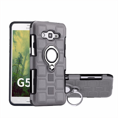 

SHS Phone Case For Samsung Galaxy G530J2 PrimeJ7 Max Luxury Armor Ring Bracket Silicon TPU Lattice texture Protection