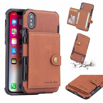 

SHS Phone Case For Iphone 66s78X Fashion Concise Leather Wire Drawing Multifunction Purse