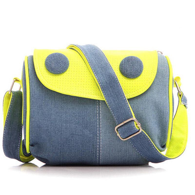 

SMOOZA Cute button Cover Bag New Preppy Retro Denim Girls Shoulder Bag Female Jeans Personalized Womens Handbag messenger bag
