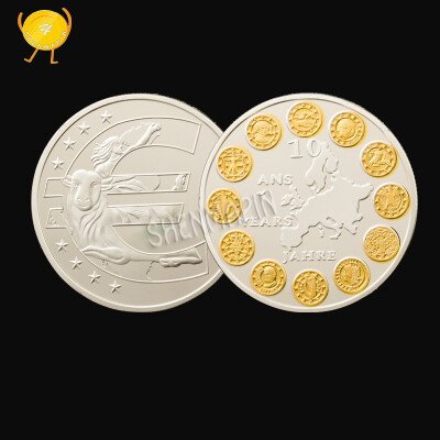 

European Union Twelve Countries Commemorative Coins Gold-plated Silver Two-color Coin Collection Of Euro Coins