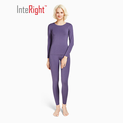 

INTERIGHT Qiuyi Qiuku 50S long-staple cotton spandex comfortable warm female round neck suit ingenuity to create Jingshu cotton craft white M