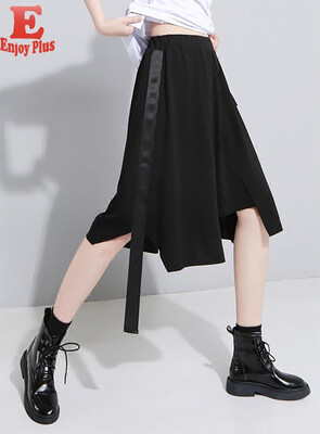 

M L casual new summer cotton 2018 black skirt women knee length A line elastic waist irregular lady