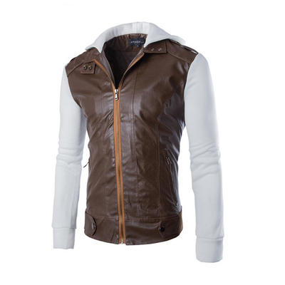 

Zogaa Mens Leather Clothing Korean Knitting Sleeve Short Slim Washing
