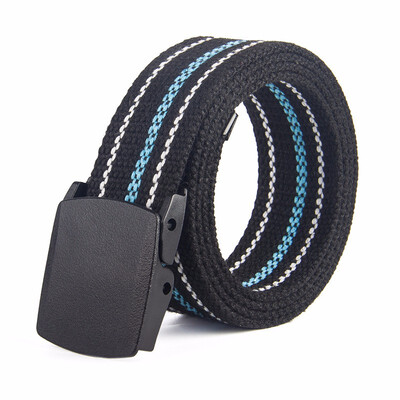 

Metal-free buckle belt striped canvas belt woven belt canvas belt casual cotton belt