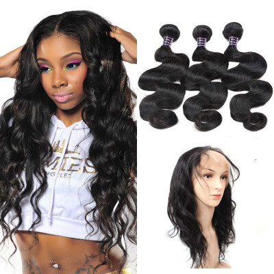 

Ishow 360 Lace Frontal Closure With Bundles 7A Peruvian Body Wave 3 Bundles&1Pcs 360 Frontal With Baby Hair