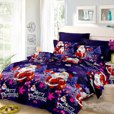 

Christmas Santa 4PCS 100 Polyester 3D Printed Set Queen King Size Comforter Bag Duvet Cover Set - Twin FullQueen & King