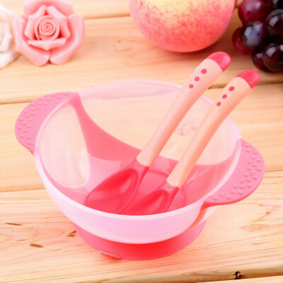 

Baby Suction Cup Bowl Slip-resistant Tableware Temperature Sensing Spoon Set