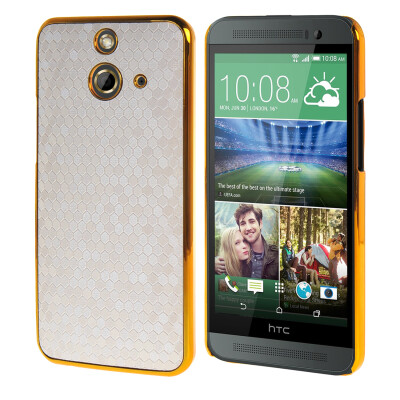 

MOONCASE Flash Flake Skin Gold Chrome Hard Back Case Cover for HTC One E8 White