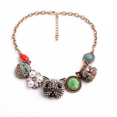 

Aiyaya New Arrival Cat Face Delicate Design High Quality Freshwater Cultured Pearl Multicolor Statement Necklace Chain