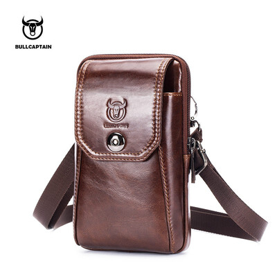 

BULLCAPTAIN Genuine Leather Mens Waist Packs Phone Pouch Bags Waist Bag Male Small chest Shoulder Belt Bag small Waist Packs