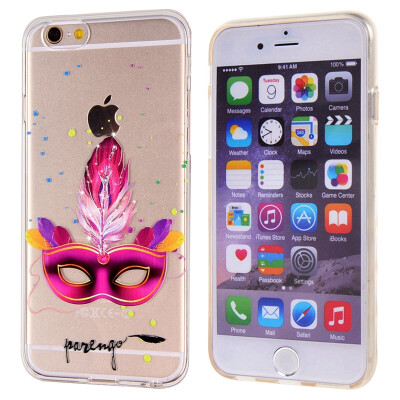 

MOOCASE Multicolored Shining Plumage Mask Pattern Transparent TPU Case Cover For iPhone 6 4.7''Color 6/iPhone 6 Plus 5.5