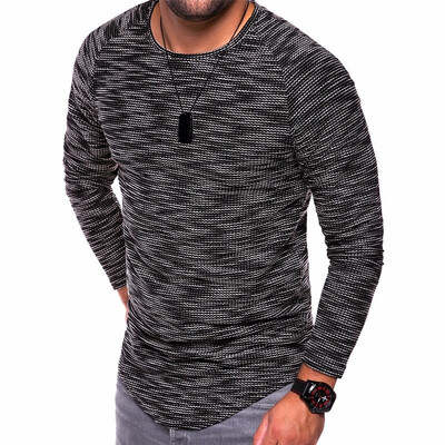 

Men Fashion Autumn Casual Long Sleeves Round Neck Plus Size Tops T-Shirts Solid Color Base Shirt