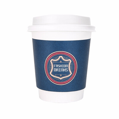 

OTOR 240ml380ml470ml Paper Cups Two Layers Heat-Insulated Disposable Cup with Cover for Coffee&Beverages 500pcs