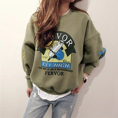 

Winter Autumn Harajuku Funny Cartoon Tracksuit Women Pullover Hoodies Loose Female Sweatshirt
