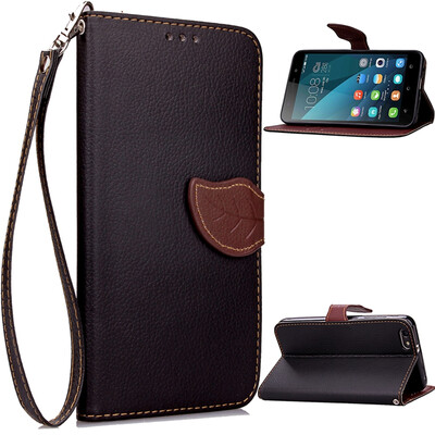 

MOONCASE [Leaves Magnetic] Wrist Strap Flip PU Leather Wallet Card Pouch Bracket Stand Back Case Cover for Huawei Honor 4X