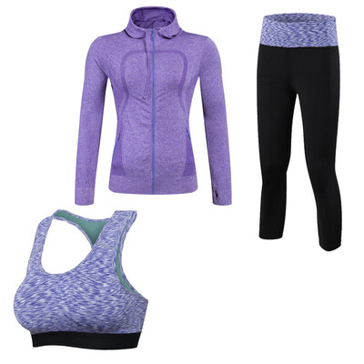 

Yoga Set 3 PCS Workout Sexy Sport Suit Gym Running Shirt legging Pants Sport Bra