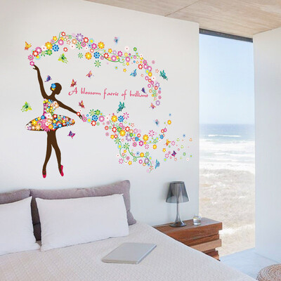 

Flower Butterflies Dancing Girl Wall Sticker Decals Home Decor Poster Mural