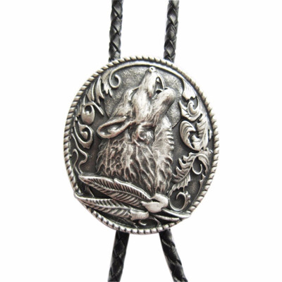 

Vintage Silver Plating Western Wolf Wedding Oval Bolo Tie also Stock in US