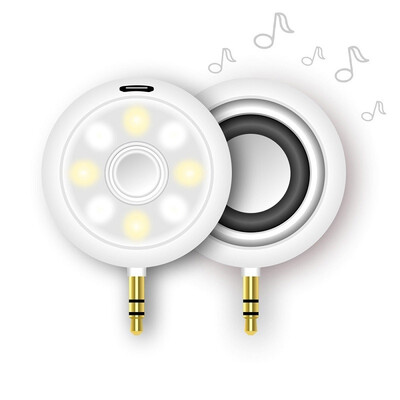 

2 in 1 Mini 35mm Audio Speaker with 8 LED Selfie Flash Fill-in Light Spotlight Lamp audio speaker Atmosphere lamp selfie light