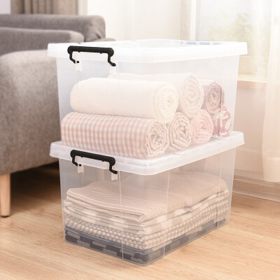 

Baicaoyuan plastic storage extra large transparent storage box toy storage box thickening material 78L 2 Pack