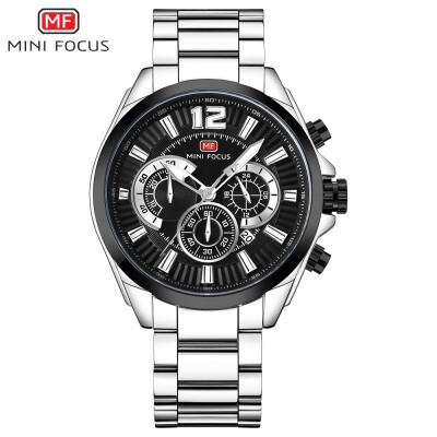 

MINI FOCUS Fashion Stainless Steel Strap Sports Men Quartz Watch MF0104G