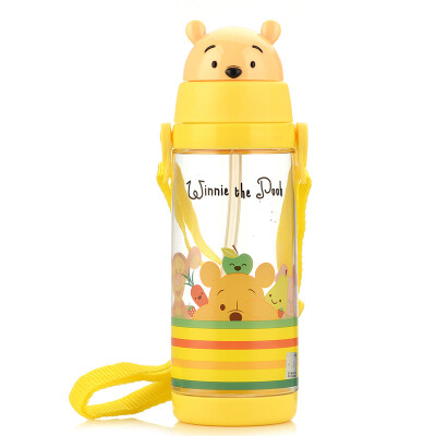 

Disney Plastic Cup Tritan Материал Детский пояс Подушка Кубок для воды Студенческая бутылка для воды 550ML Pooh Yellow