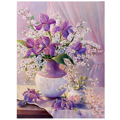 

UpperX DIY 5D Diamond Painting Embroidery Flower Cross Crafts Stitch Kit DecorLight purple flowers