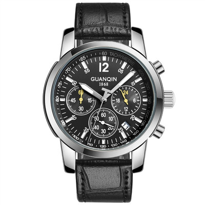 

GUANQIN 2018 men watch business quartz watch waterproof sports gold watch top brand luxury leather watch